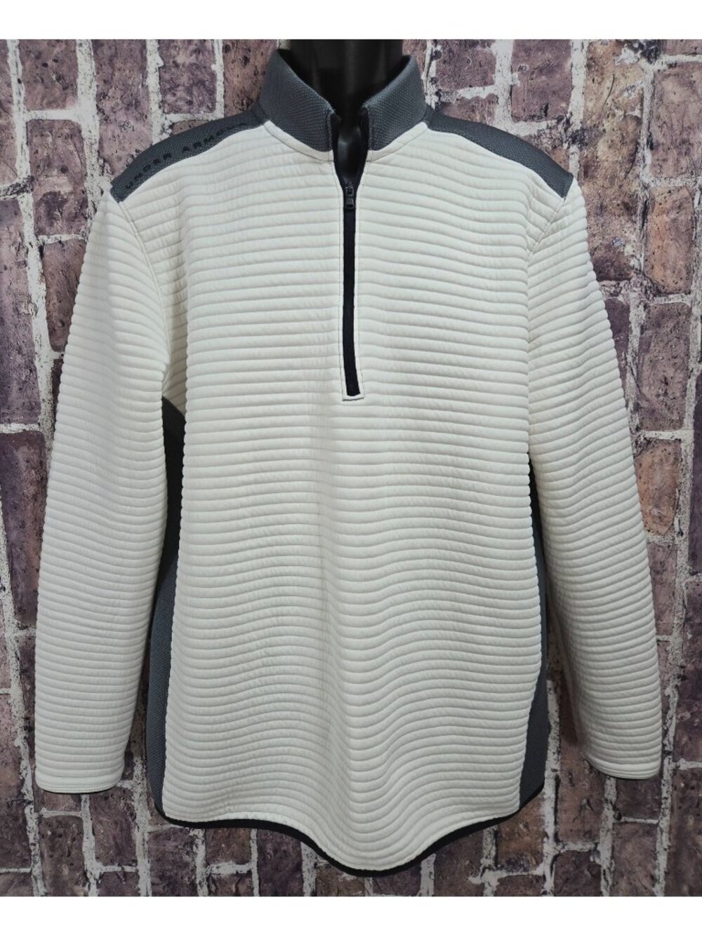 Under Armour Golf ColdGear Insulated Pullover Large White & Gray Mens Quarter Zi